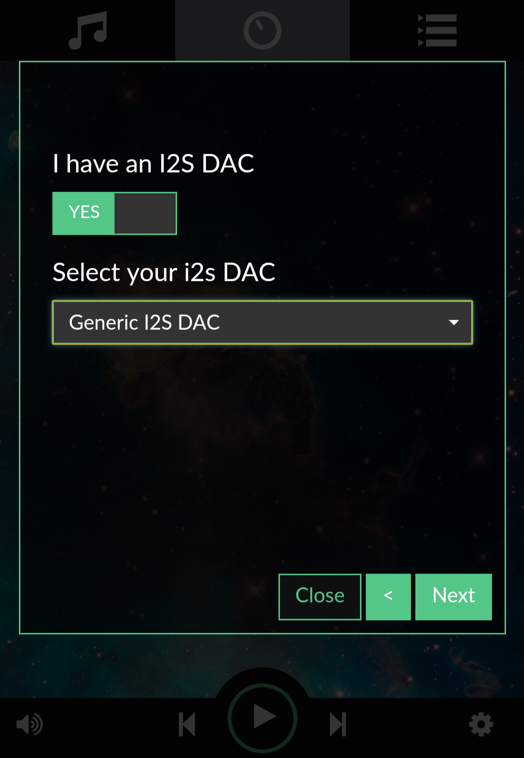 For the CJMCU-5102 audio module, simply select "Generic I2S DAC" as output device