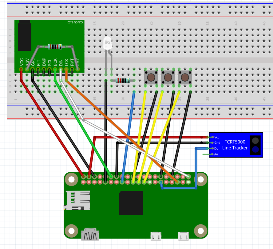All Qudio component connections in a Fritzing schema